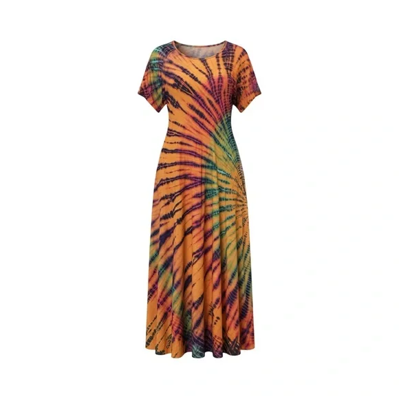 Colorful Tie-Dye Maxi Dress - Picture 1 of 8